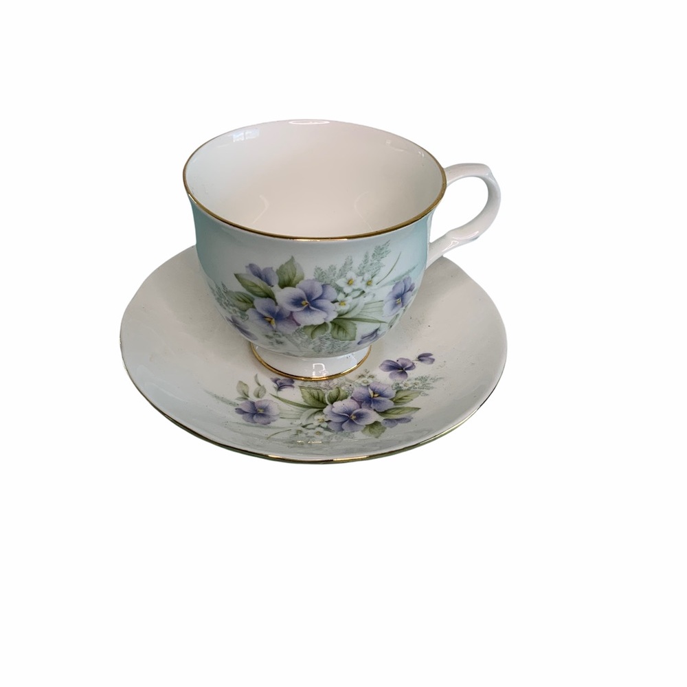 Sadler Cup and Saucer Wellington Bone China Violet Floral Design
